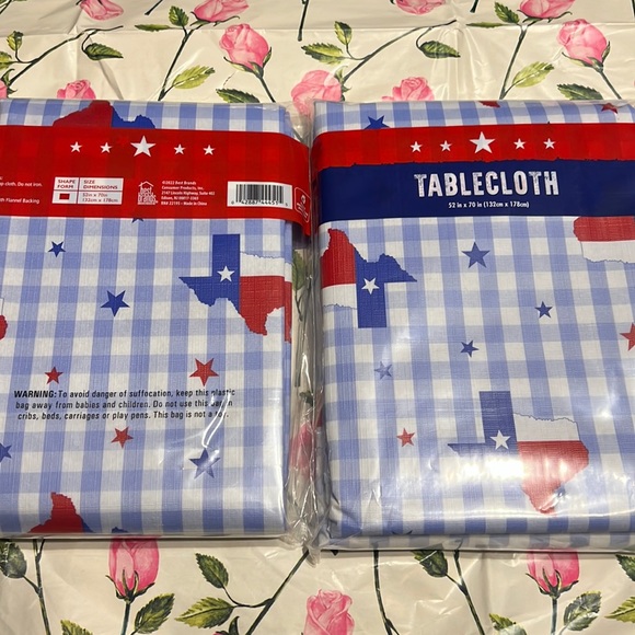 New Set of Texas Gingham Pattern Background Flannel Backing Tablecloth - Picture 7 of 8